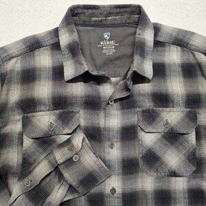 Kuhl Dillingr Flannel 7186 Shirt Mens Medium Iron Mountain Gray Plaid